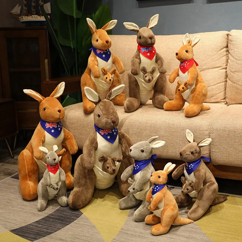 Schattige Sjaal Kangoeroe Pluche Speelgoed Kids Speelgoed Liifelike Australische Dieren Kangoeroe Met Baby Pluche Speelgoed Grappig Cadeau Voor