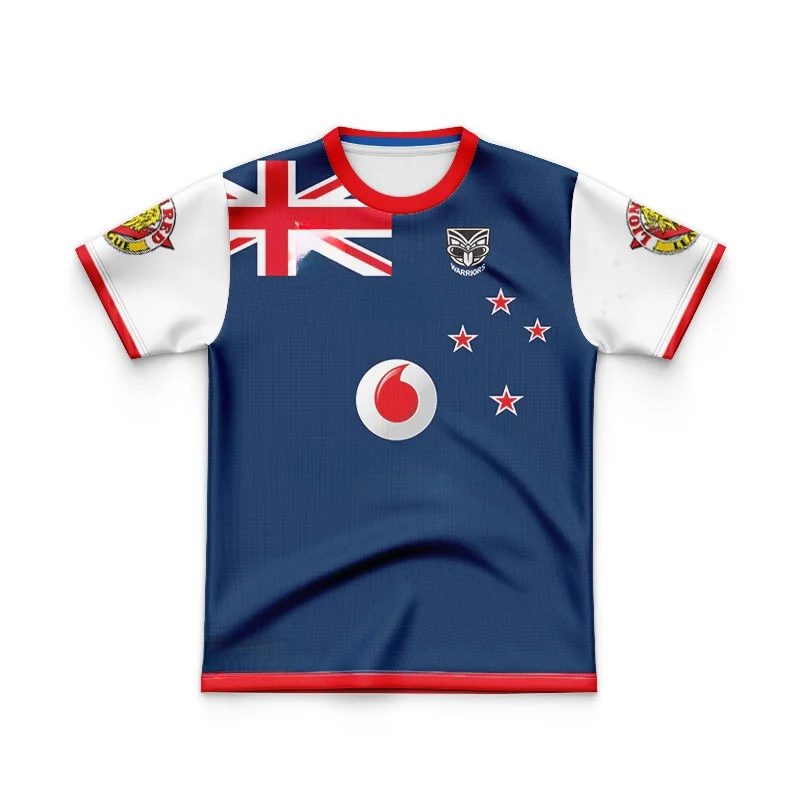 2023 New Zealand Warriors Olive Jersey Kids T-Shirt Retro Edition