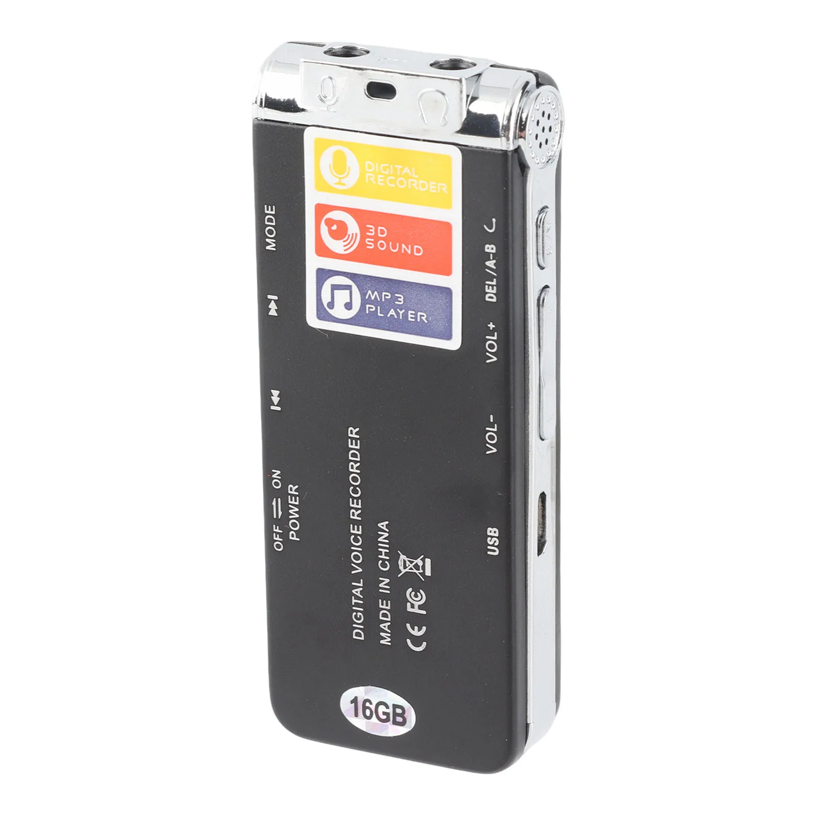 مسجل صوت منشط سعة 16 جيجابايت A B جهاز تسجيل صوتي محمول سهل متعدد الأغراض للمؤتمرات والمحاضرات