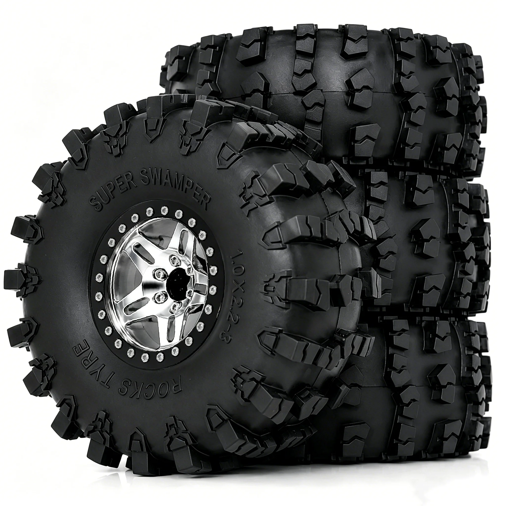 

RED SPIDER 4Pcs 150mm Metal 2.2" Beadlock Wheel Rim Tire Set for 1/10 1/8 Crawler Car Traxxas Axial SCX10 II RC4WD CC01 Gen8 ﻿