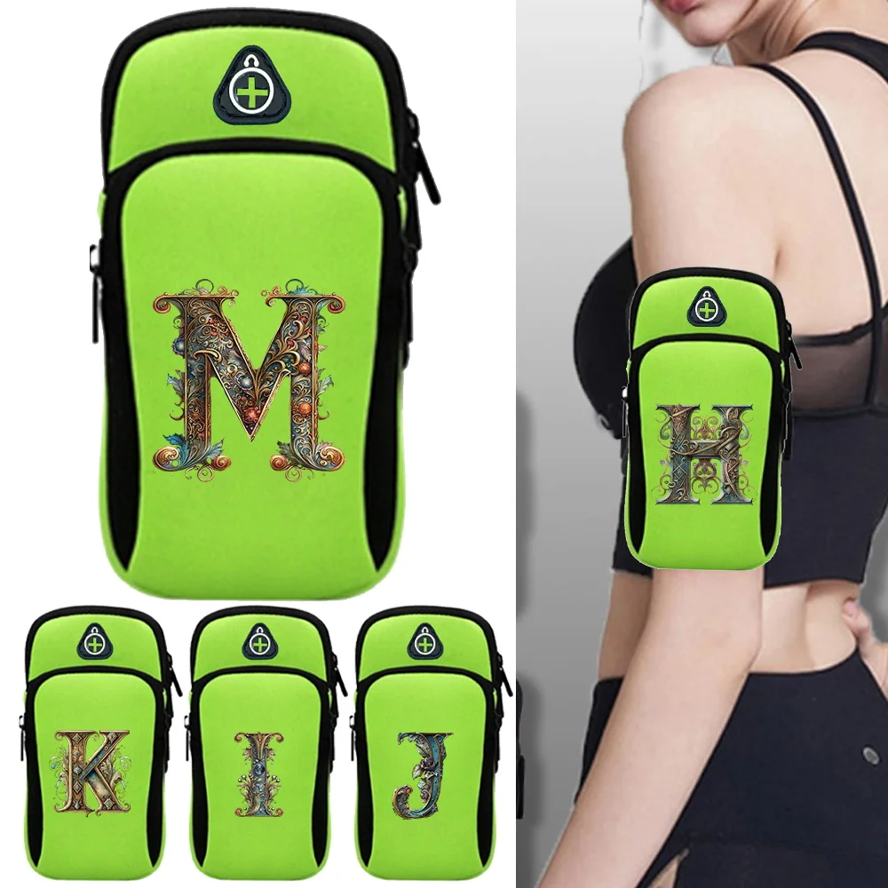 New Models Sports Arm Bag Waterproof Dustproof Breathable with Headphone Jack Mobile Storage Bags Graphic Letter Pattern Series
