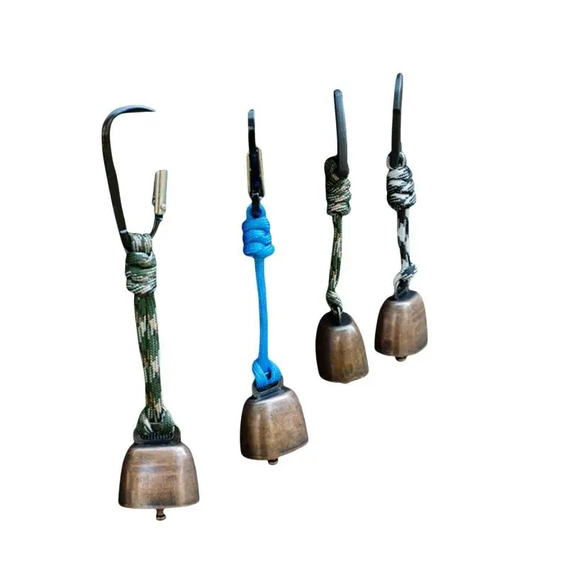 Outdoor-Metall-Bärenklingeln mit Paracord-Lanyard und Metallhaken zum Wandern, Camping und Tiervertreibung – Detail 6