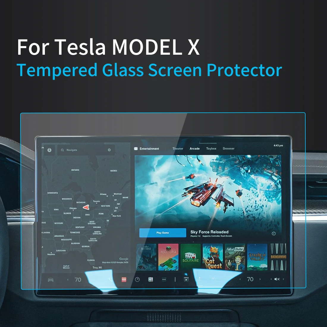 For Tesla Model X 2023 Screen Protector Tempered Glass Protective Film Carplay Panel Media Video Car Auto Interior Accessories