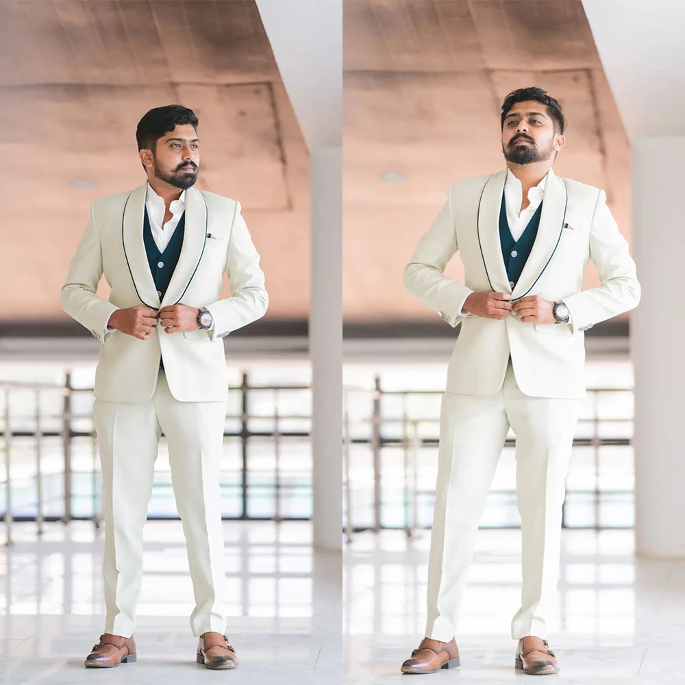 Trajes de boda de lujo para hombre, esmoquin ajustado de un botón con solapa, chaqueta y pantalones de 2 piezas para fiesta de negocios