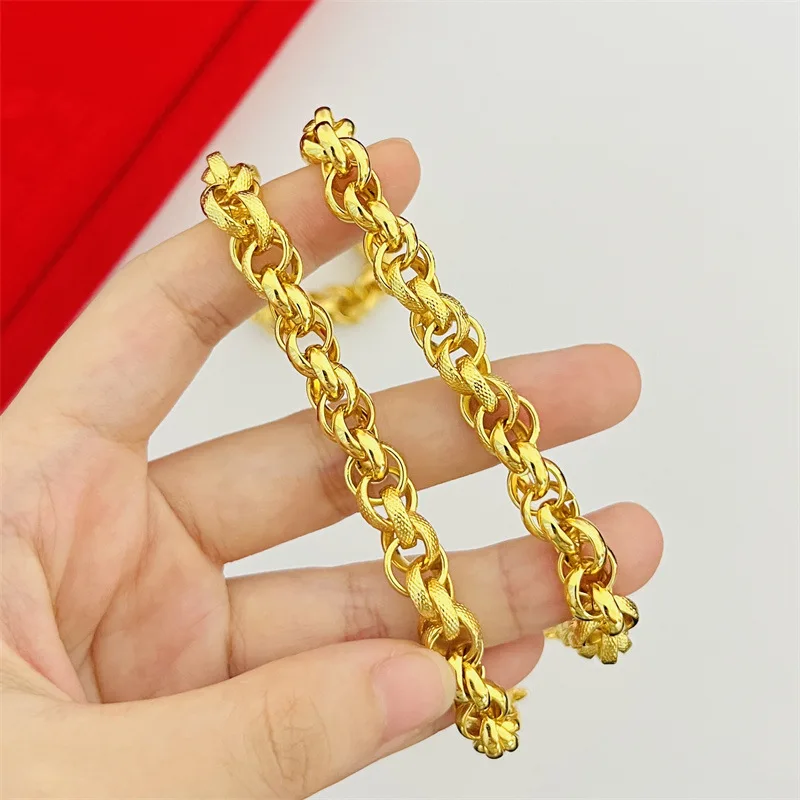 Domineering Fried Dough Twists Head Chain Necklace for Men Bro Father Lucky Gold Clavicular Chain Necklaces Fine Jewelry Gifts