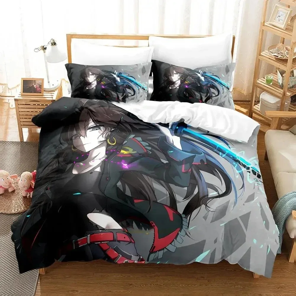 Set tempat tidur Anime Pixiv Asia fantt, Set tempat tidur penutup selimut, sarung bantal nyaman ukuran king Queen laki-laki dewasa