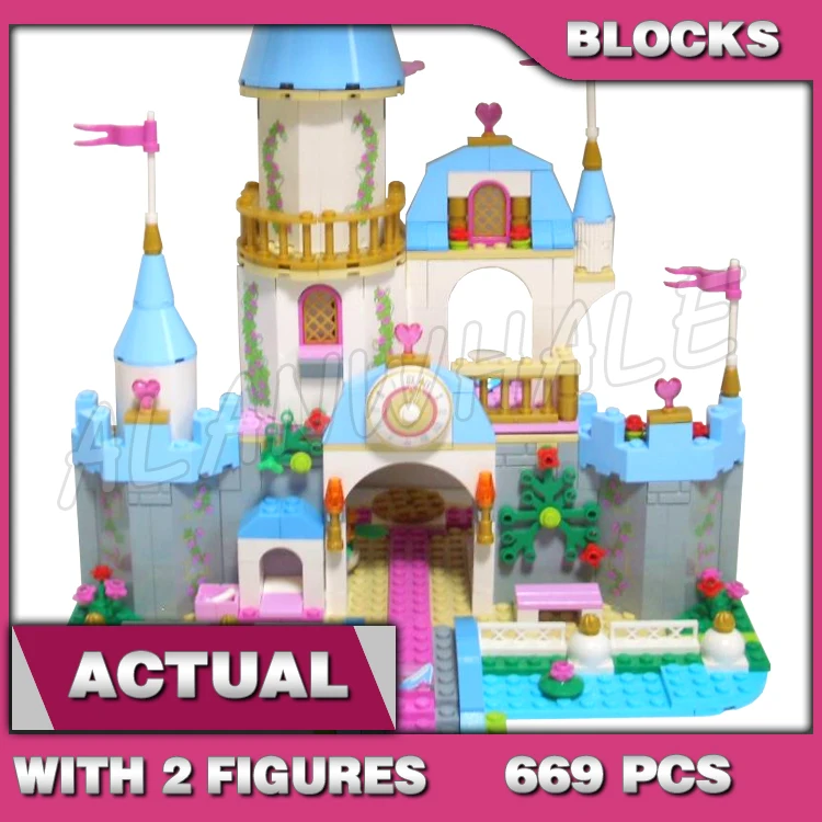 669pcs Princess Cinderella's Romantic Castle Royal Ball River Bridge Flowers SY325 Building Blocks toys Compatible With Model