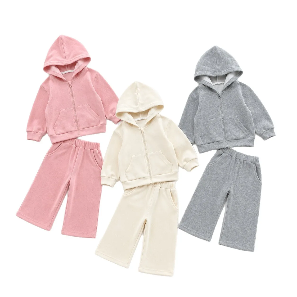 Children Clothing Suits Spring Autumn Girls Long-sleeved Hooded Cardigan Sweatshirt Boys And Girls Sports 2-piece Sets 1-6Years