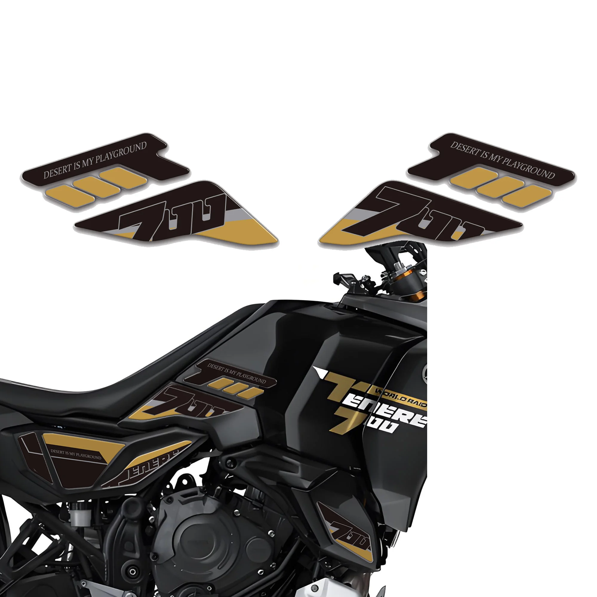 3D Fuel Tank Cap Grips Knee Pad Fairing Fender Protector Decals Rally Adventure Stickers for Tenere 700 World Raid T7 2026