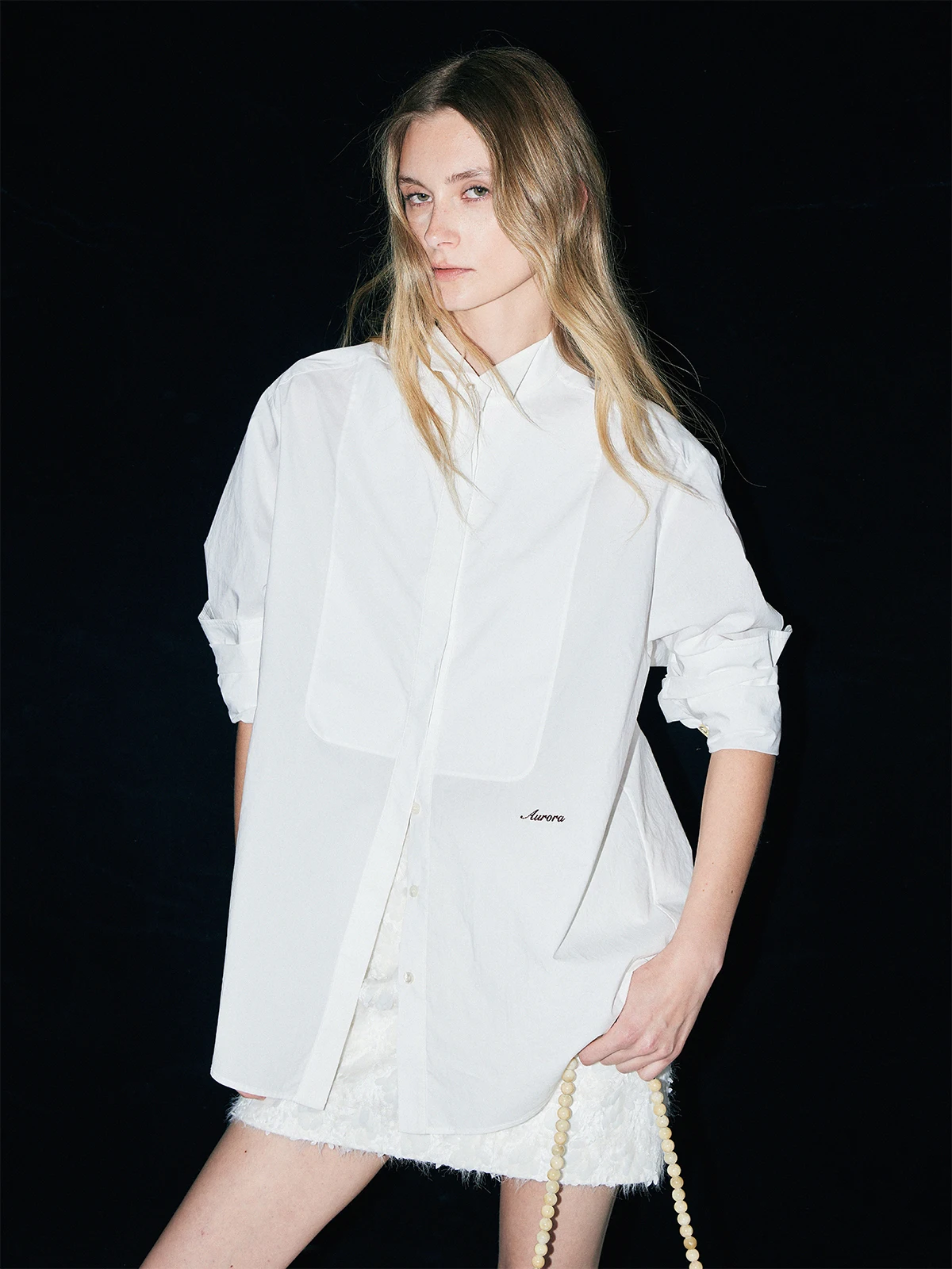 

Thoransaura Casual Cotton Embroidered Wing Collar irt Women's 00% Cotton Long Sve High nce Sle White irt