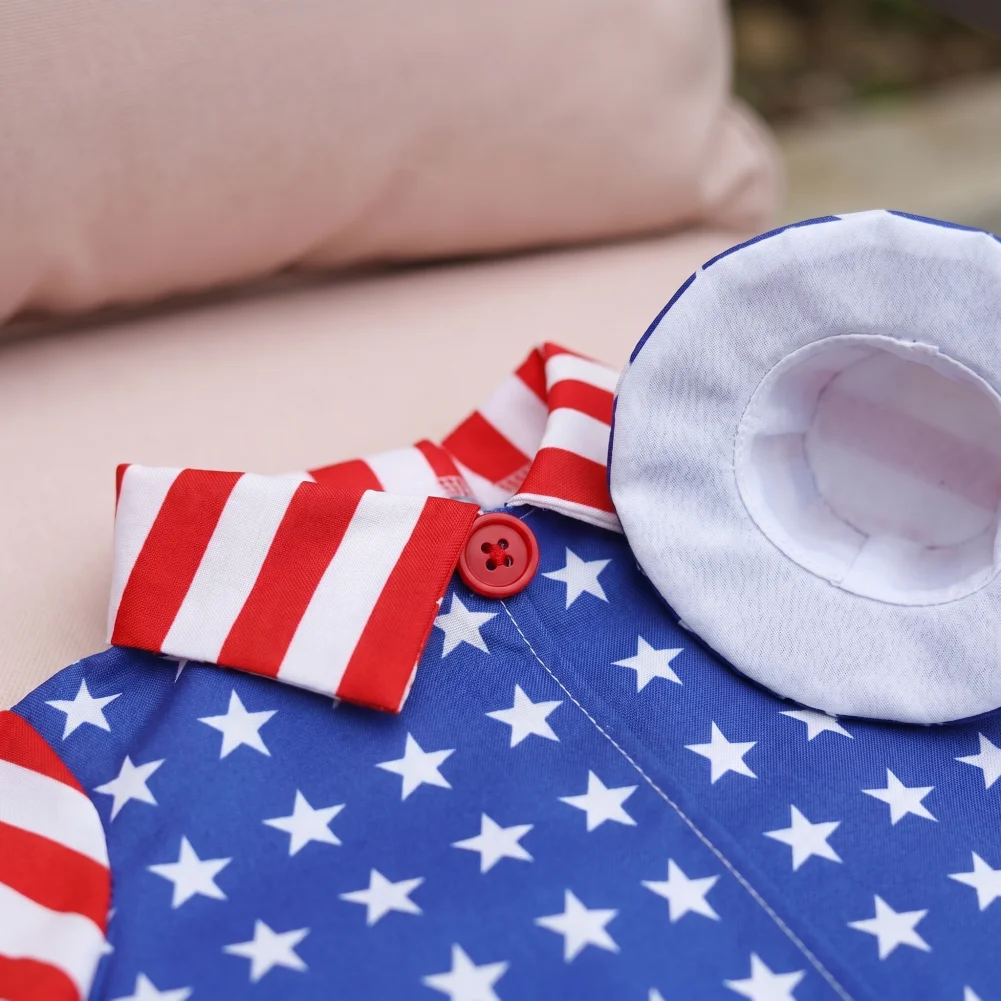 Goose Costume for Porch Decor Independence Day Goose Outfit Set Patriotic Stars Stripes Jacket with Hat Accessories 23 Inch