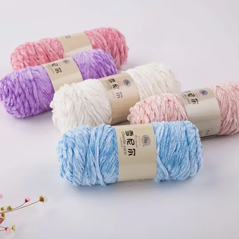 100% Polyester Plush Yarn Soft Chenille Velvet Yarn Amigurumi Accessories Dolphin Baby Yarn for Knitting 1 Skein 100g 130M