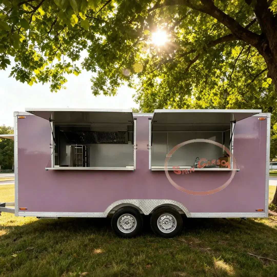 

Mobile Food Catering Truck BBQ Food Trailer with Full Kitchen Ice Cream & Coffee Equipment for Sale Fast Food Truck