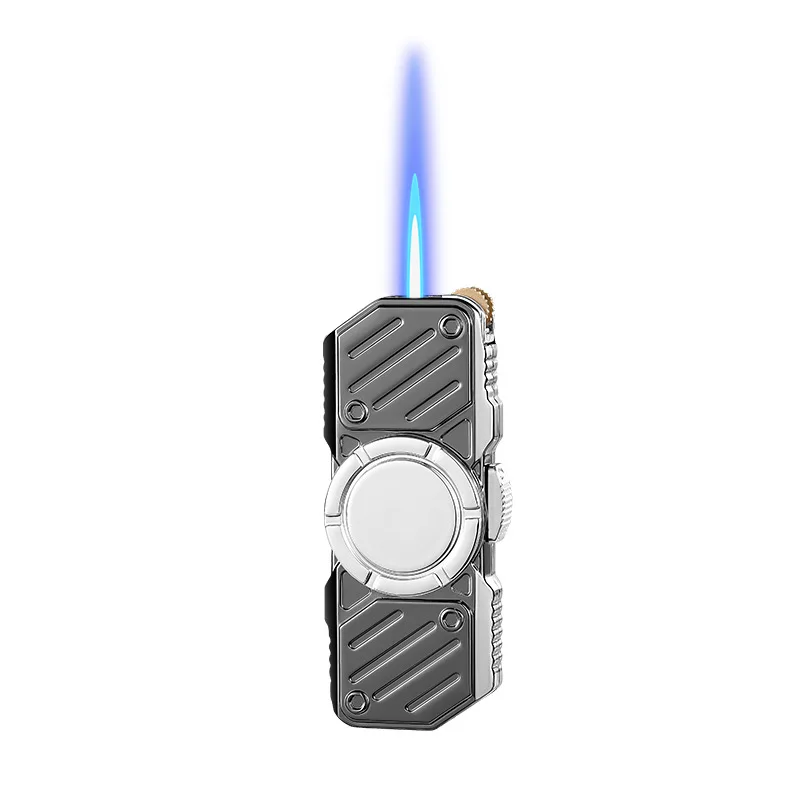 New Creative Fidget Spinner Metal Windproof Personalized Mecha Metal Alloy Straight-through Lighter Decompression Gift for Men