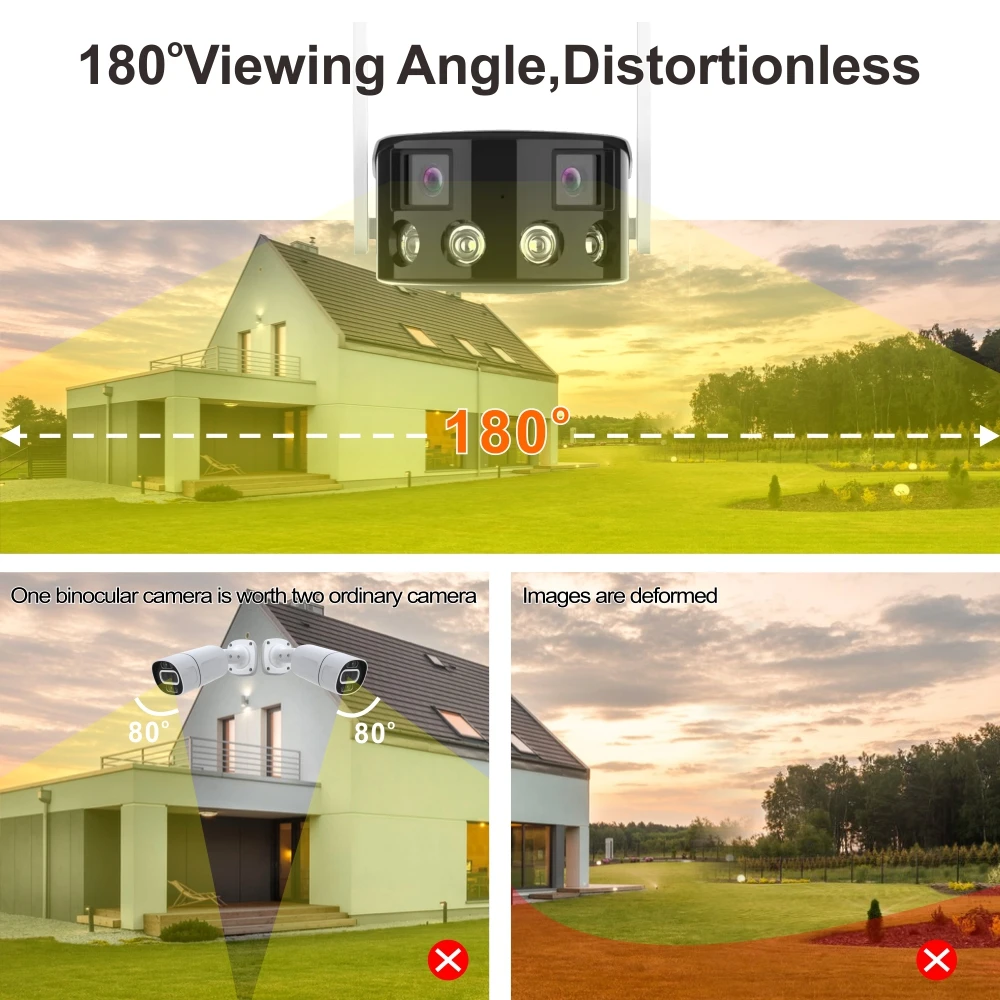 POE Onvif IP Kamera WiFi Outdoor Sicherheit Überwachung Fisheye Panorama Dual Objektiv 180 ° Ultra Weitwinkel 4MP H.265 Zwei-weg Stimme