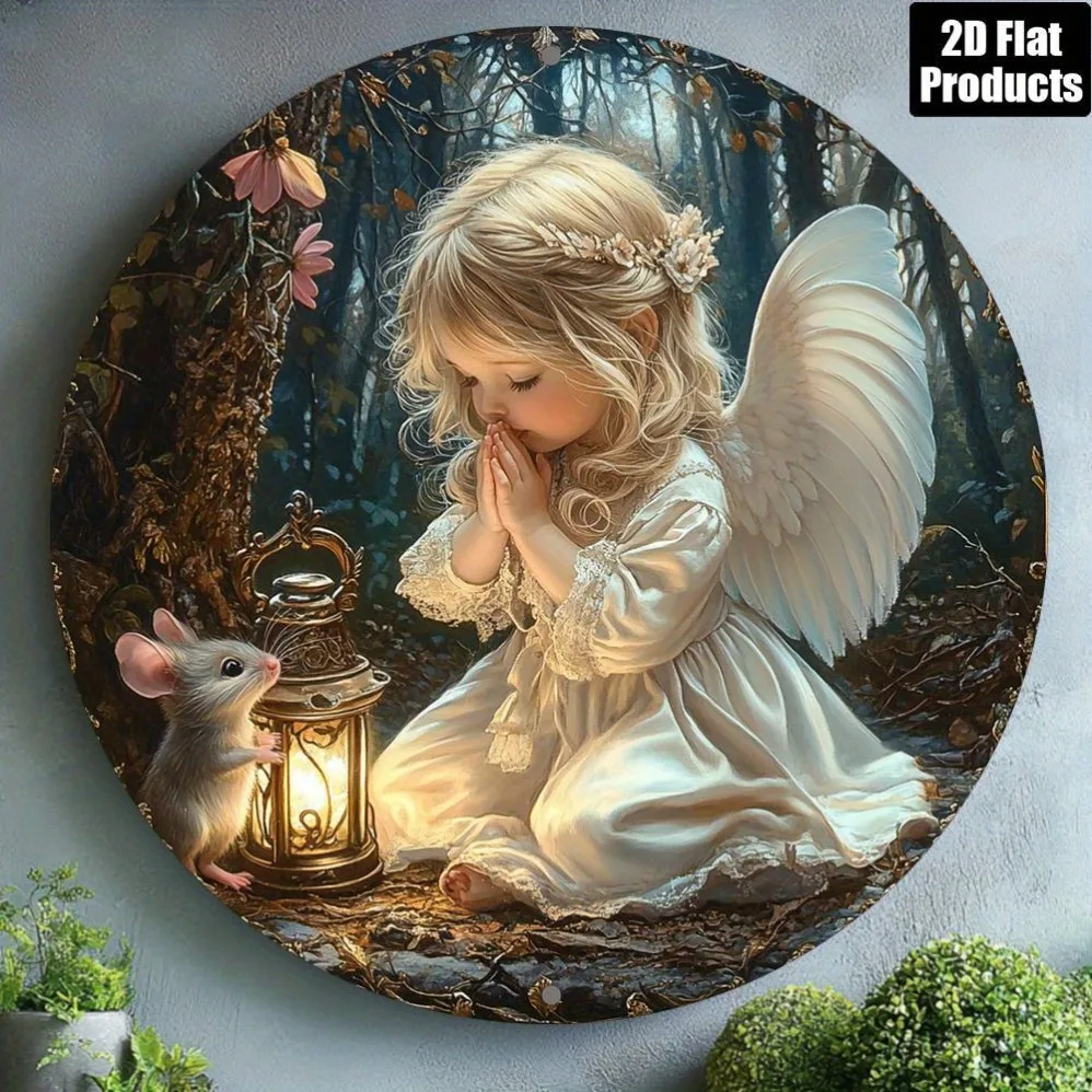 

2D Flat, Angel Prayer Theme, Home Decoration, Suitable for Bar Kitchen Coffee Shop Home Room Office Decoration, Holiday Gift