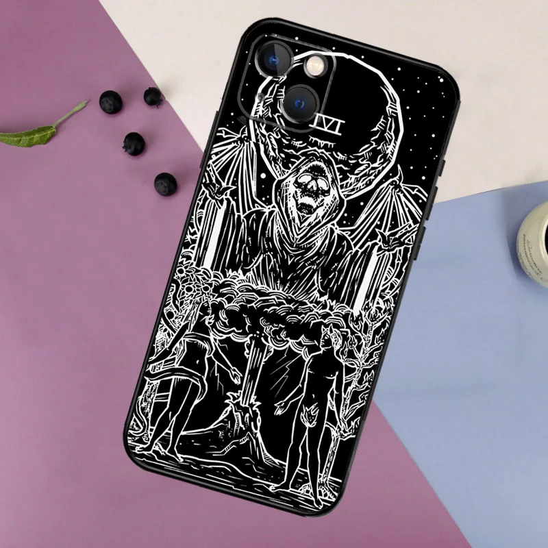 The Hermit Tarot Card Grim Reaper Case For iPhone 16 15 14 13 12 11 Pro Max Mini X XR XS Max 7 8 Plus 2 Bumper Cases Cover