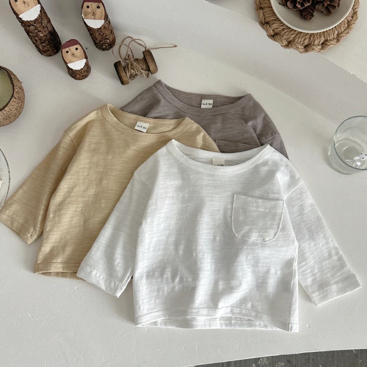 Spring/Autumn Baby T-shirt Pure Cotton Infant Girls Solid Color Tee Loose Thin Comfortable Toddler Cothes Boys Tops 0-3Y