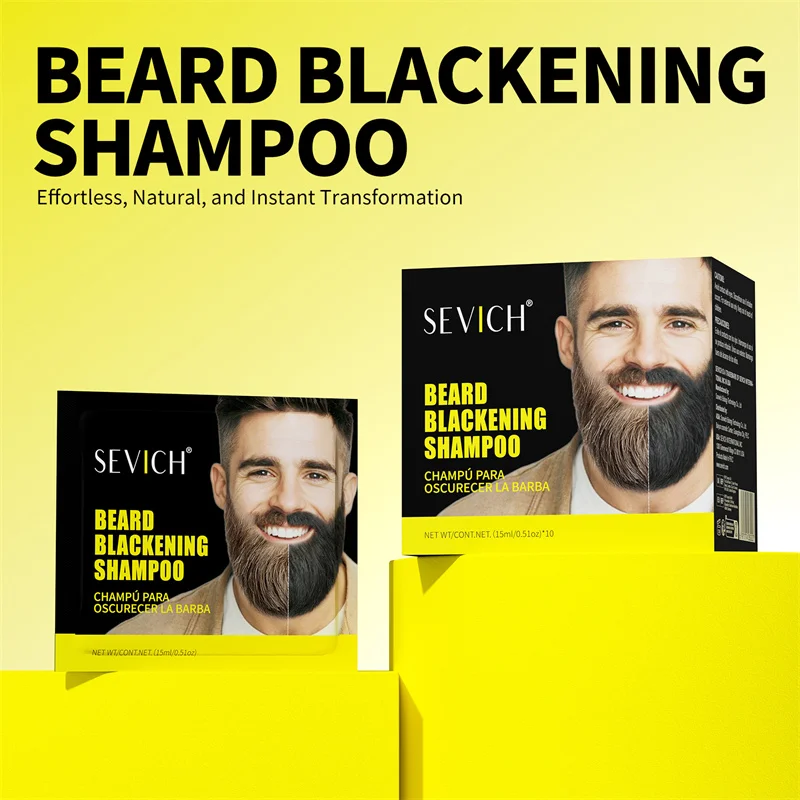 

SEVICH Natural Hair Dye Black Beard Shampoo Beard Paint Men Beard Coloring Dye 5 Minutes Temporary Blackening Moustache Shampoo