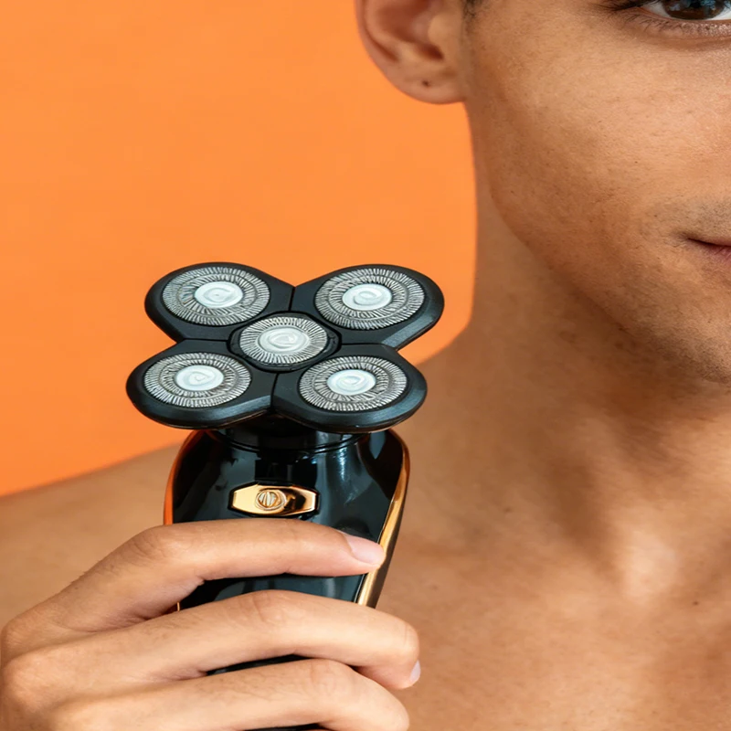 ماكينة حلاقة كهربائية منزلية مقاومة للماء وشحن USB، أداة تشذيب شعر الجسم المحمولة بخمسة شفرات لغسل الشعر