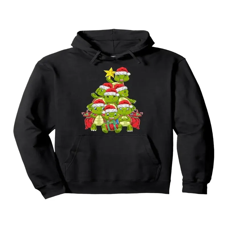 

Fall Winter Clothes Female Oversize Sweatshirt Women Plus Size Christmas Turtle Tree Holiday Graphic Long Sleeve Round Neck Y2k