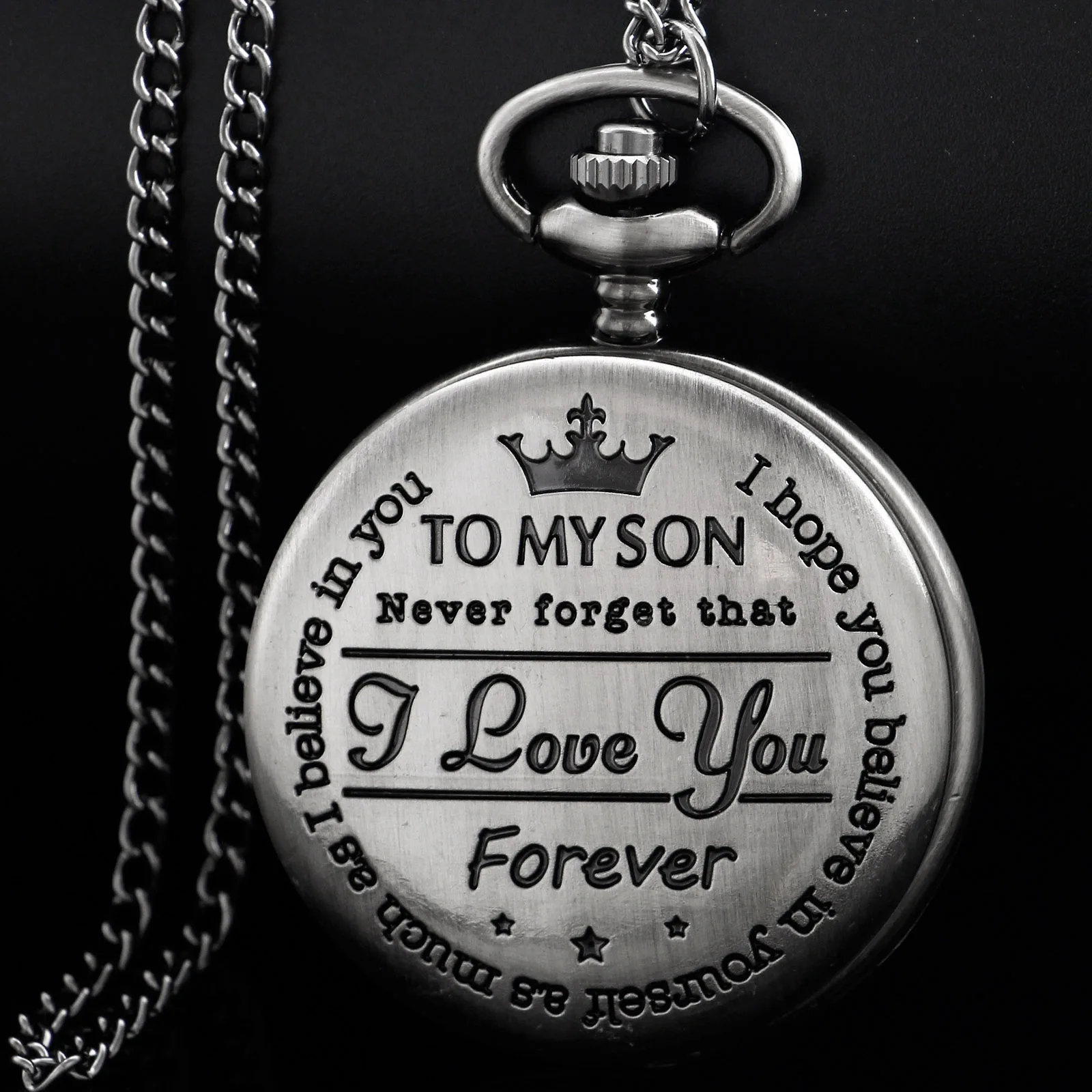 خمر لابني تصميم ساعات الجيب الكوارتز الفاخرة قلادة سلسلة ساعات الجيب الابن هدية عيد ميلاد عيد الميلاد ساعة الجيب