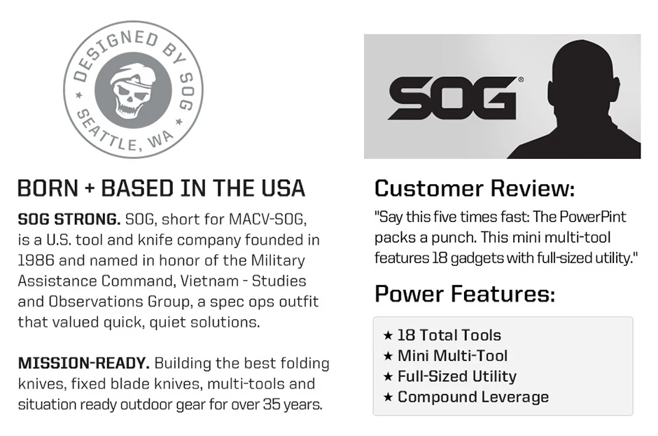 SOG PowerPint 18-in-1 Mini-Multitool mit Zange Taschenmesser Faltbares Multifunktionales Handwerkzeug EDC Überlebens- und Campingzubehör – Detail 3
