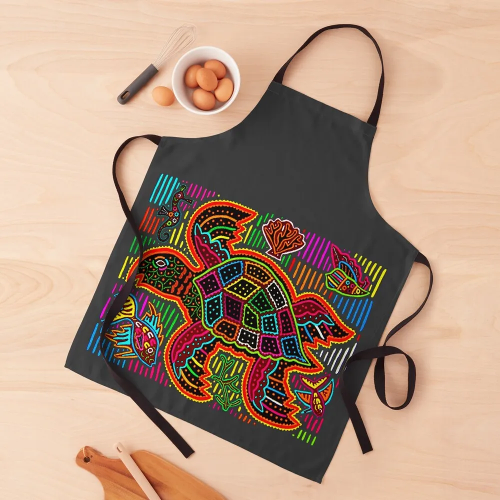 

Kuna Mola Design Turtle Apron cooks clothes Chef Accessory Barista Apron