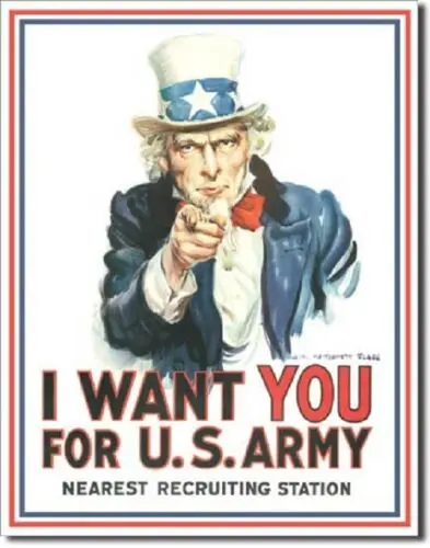 Uncle Sam I Want You Draft American Pride Retro Wall Bar Decor Metal Tin Sign