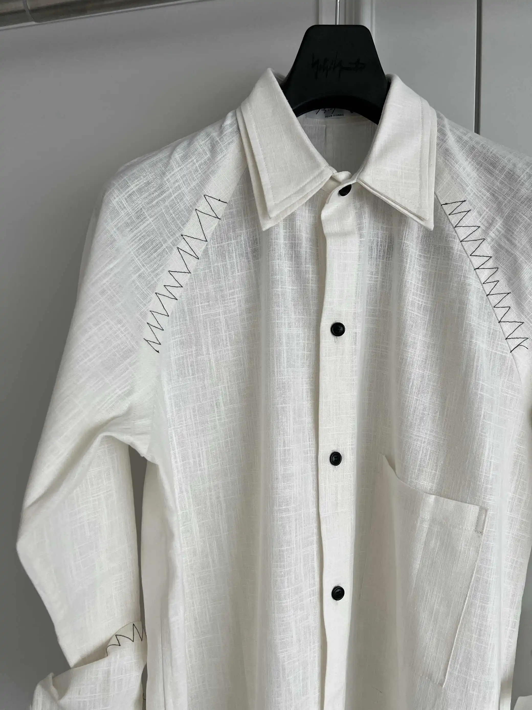 TOP-YAMAMOTO original Design 24SS LOOK29 mid-length irregular stitching design shirt