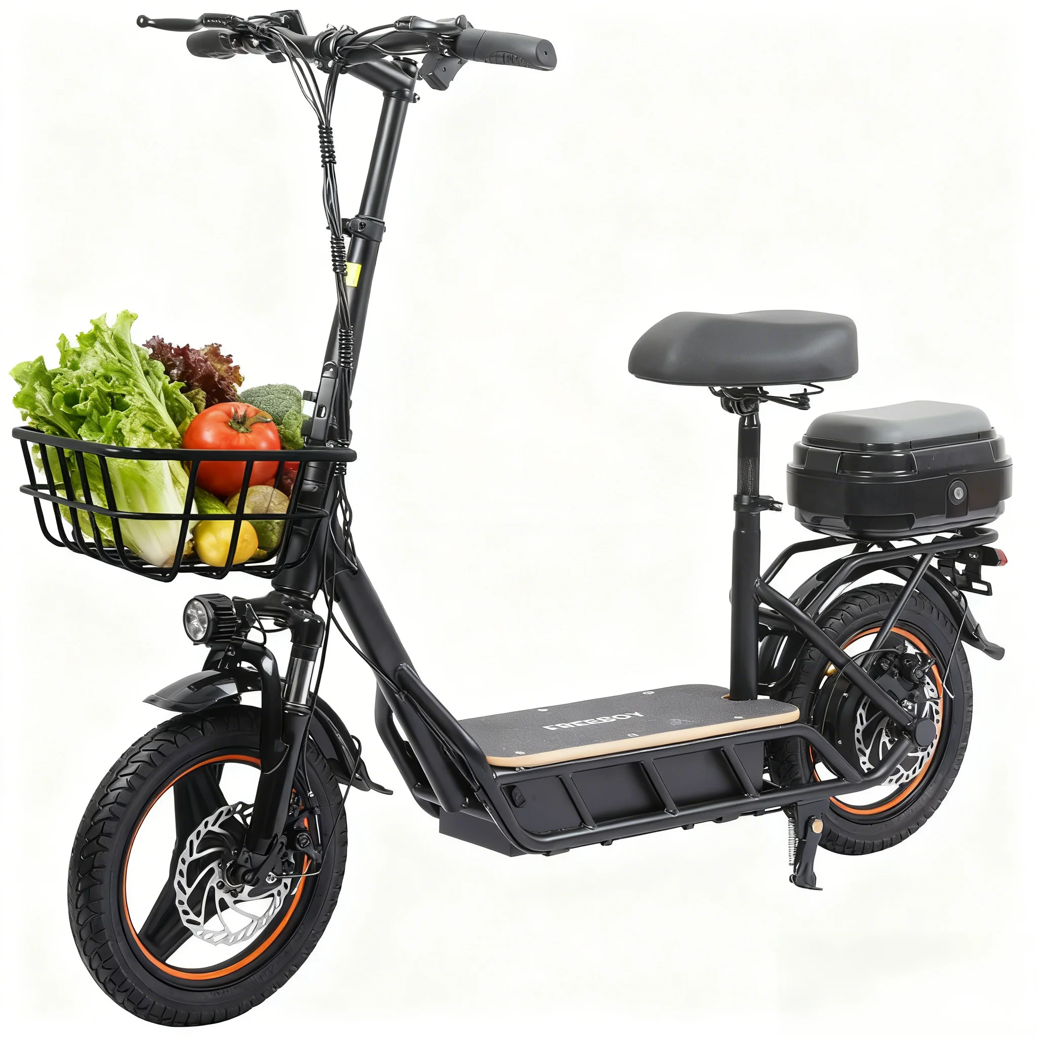 

48V 18AH Long Range E-Scooter 750W Brushless Motor 14 Inch Pneumatic Tires 40KM Range Electric Scooter for Adults with Basket