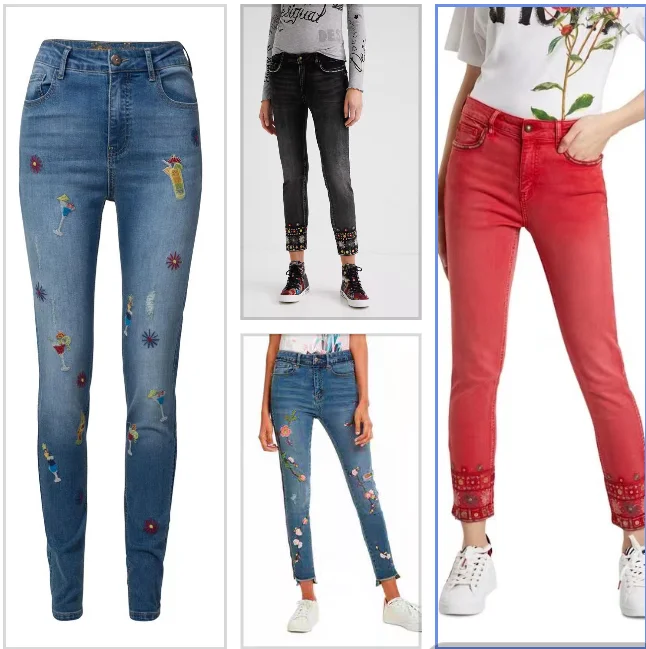 Foreign trade original single autumn and winter Spanish leisure tooling wide-leg jeans