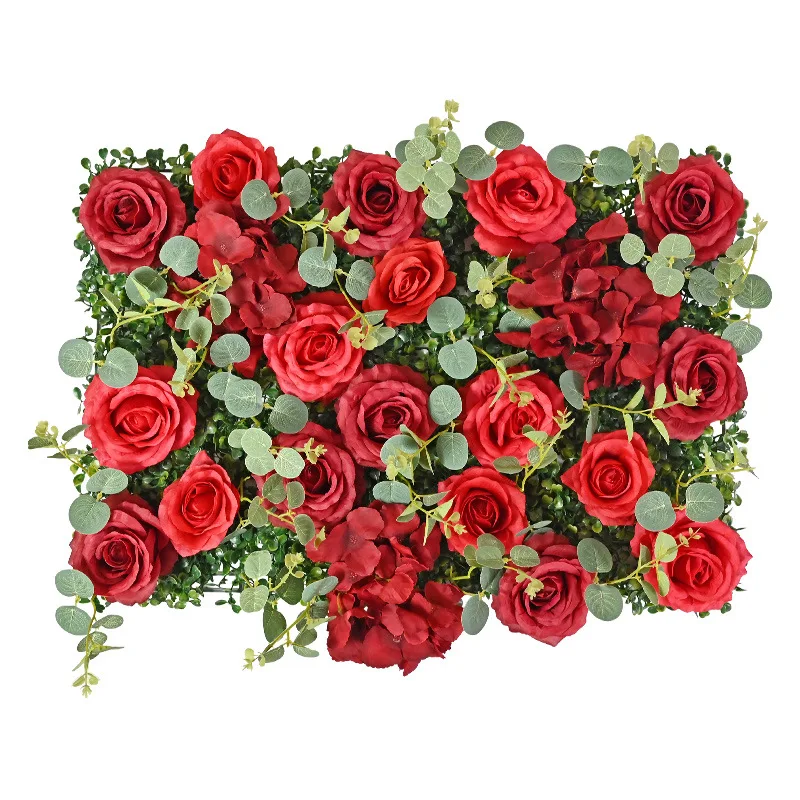 Artificial Flower Wall Stereo Background Eucalyptus Leaf Rose Flower Showcase Large Wedding Party Baby Shower Wall Decor