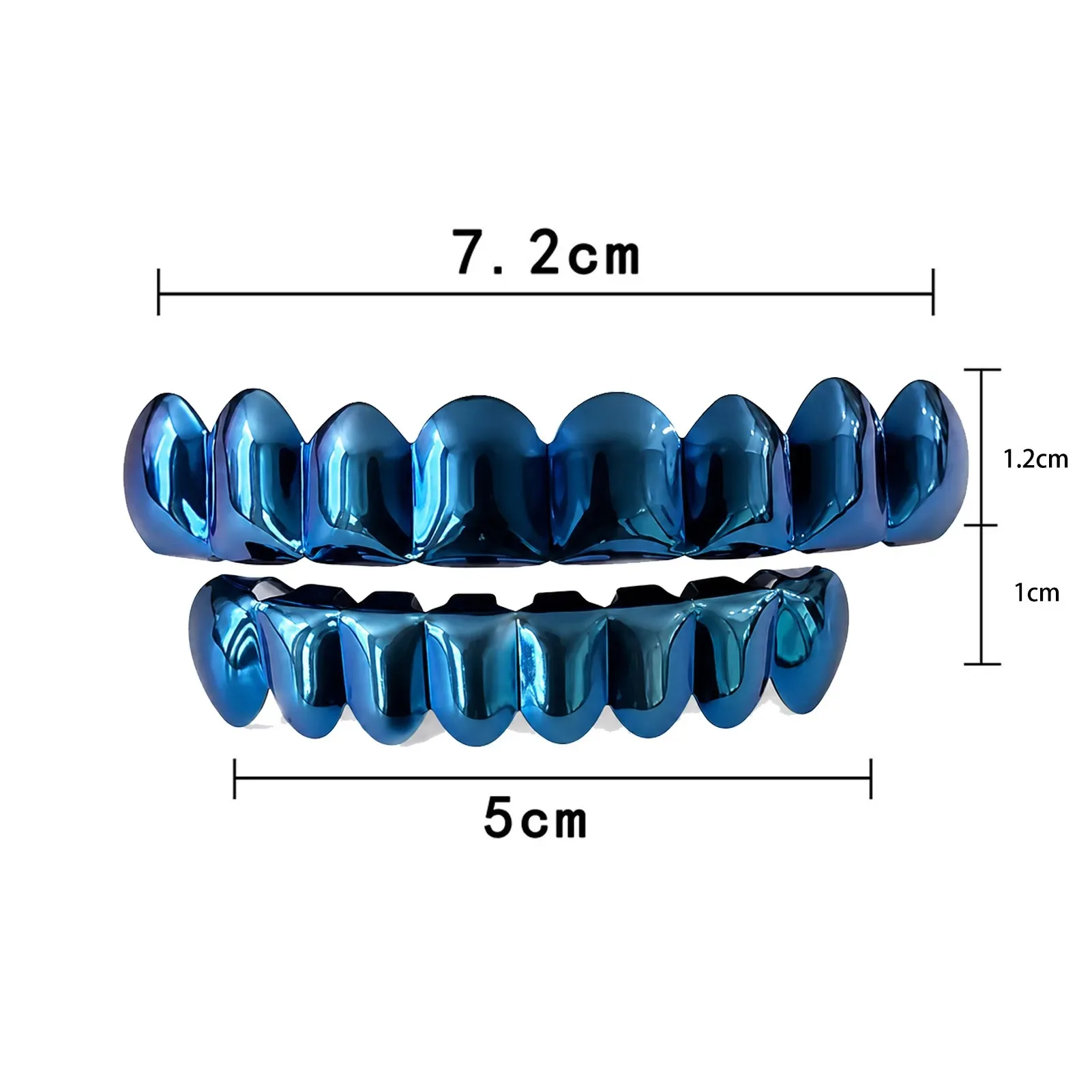 Drak Blue Color Hip Hop Grillz Set 6-8 Teeth Smooth Surface Top & Bottom Teeth Rapper Punk Style Jewelry for Men And Women - view 6