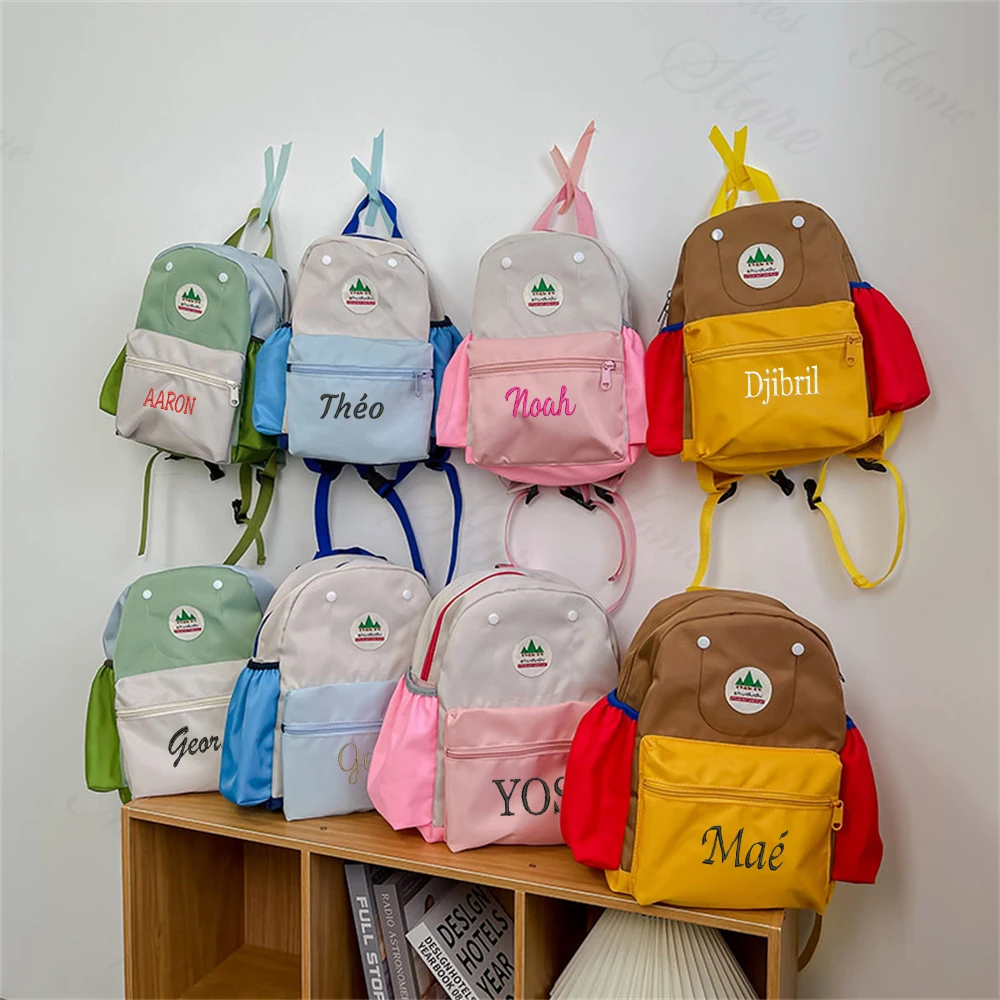 

Lightweight Kindergarten Children's Backpack Personalized Name Contrast Color Bag Boys Girls Large Capacity Outdoor Travel Bags