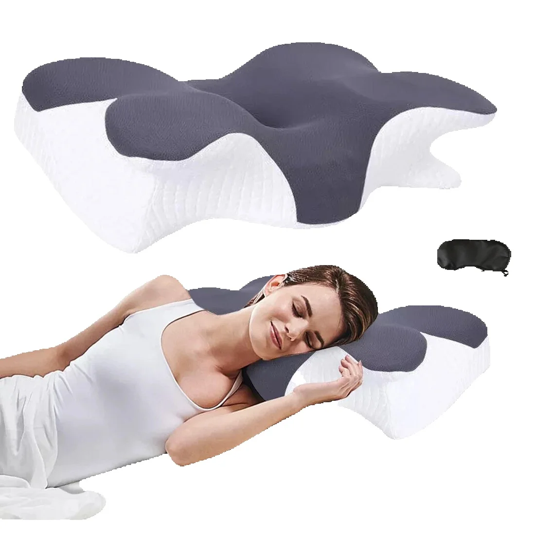 6D Schmetterlingsförmiges Memory-Schaum-Kissen, Ergonomisches Nackenstützkissen zur Linderung von Nackenschmerzen