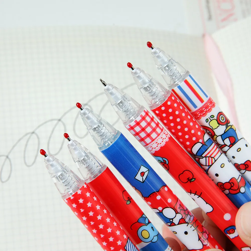 Sanrio 48 Stück/Set Gelstift Neue Cartoon-Katze Runde Perlen zum Schreiben 0,5 mm Schwarz Schreibwaren Unterschrift Schreibwaren in Box – Detail 6