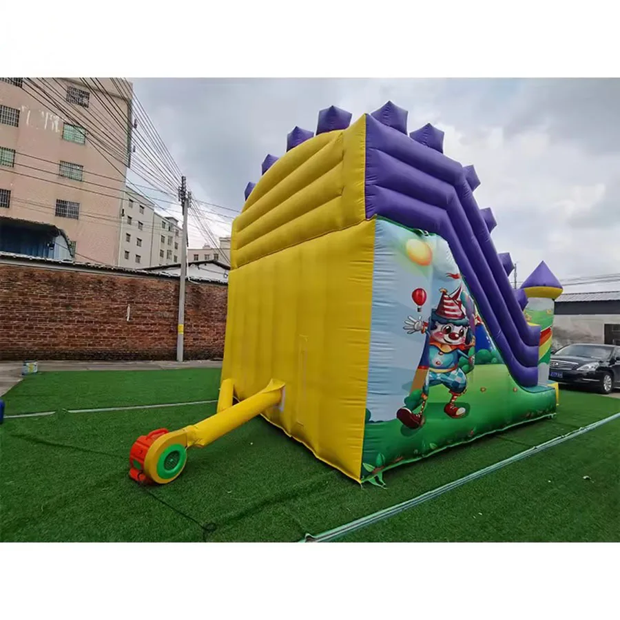 Commercial pretty circus troup model inflatable slide castle  with blower for children playground