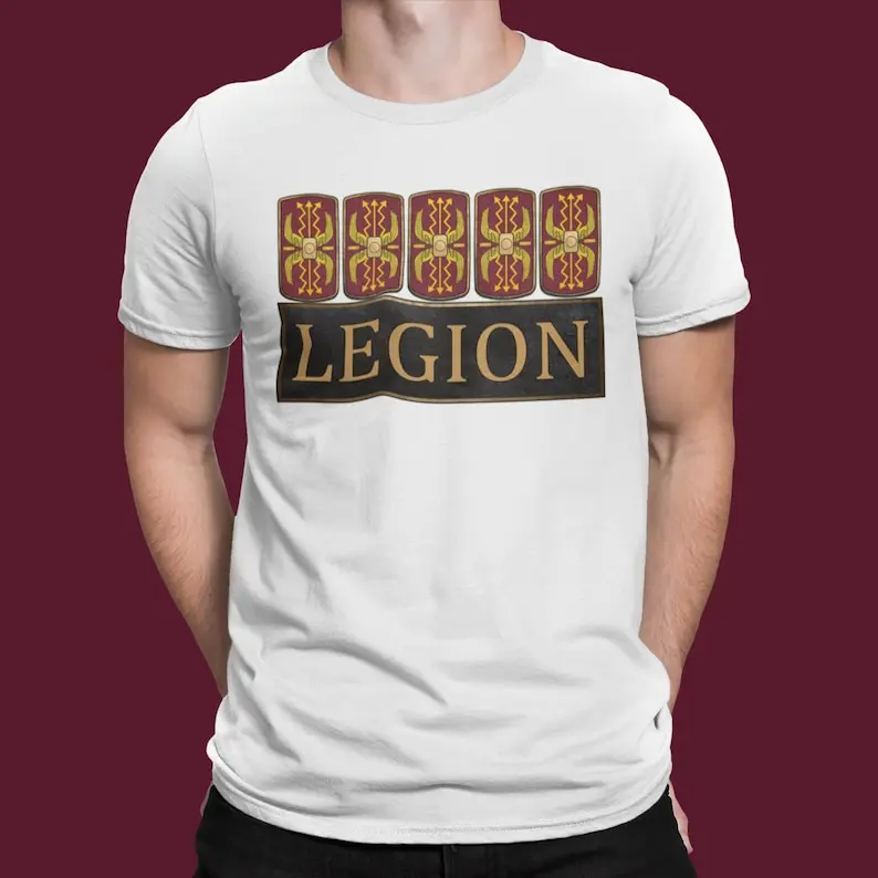 Camiseta de la legión romana de la antigua Roma, escudos legionarios de la historia