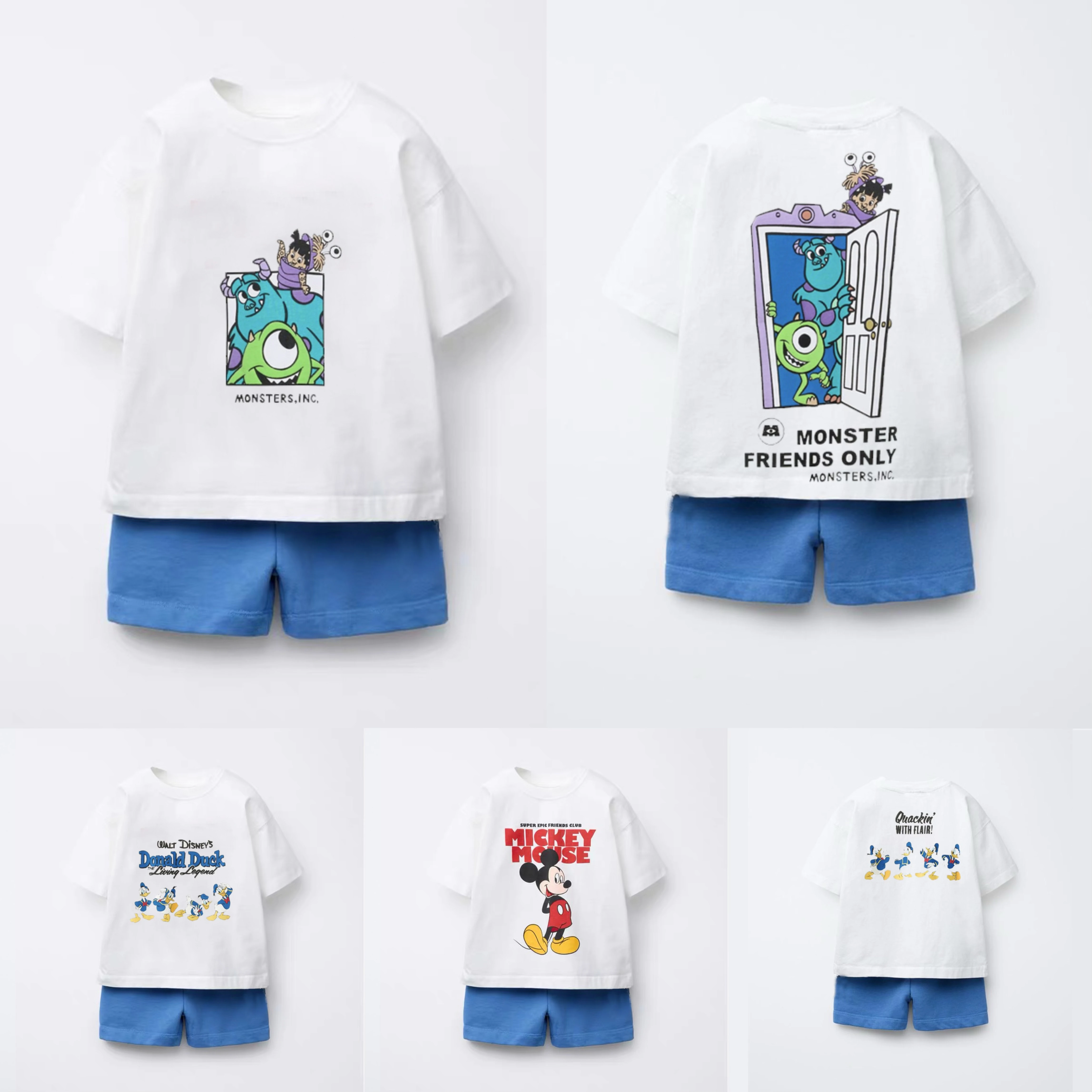 

White Tshirt Blue Shorts For Boys Child Fashion Round Neck Tees Thin Versatile Shorts Summer Costume Kids Short Sleeve Outfits