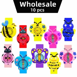 Montres de dessin animé pour enfants, horloge, bracelet, temps d'étude, montres jouets de puzzle, cadeau d'anniversaire pour bébé, garçons et filles, vente en gros, 10 pièces