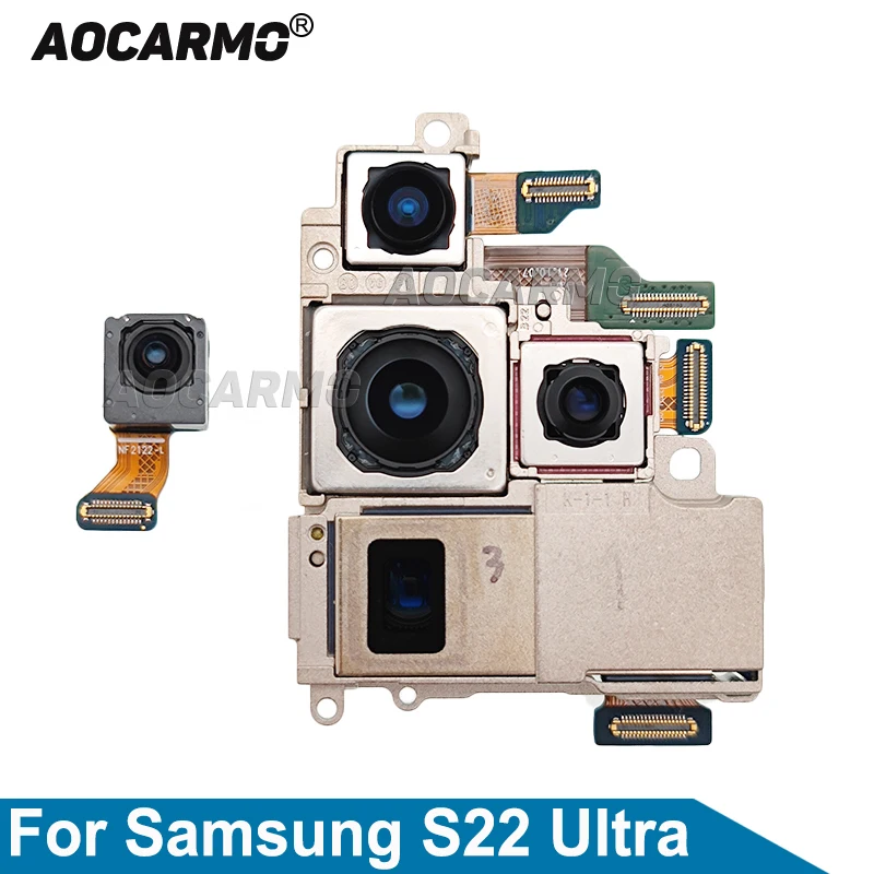 

Aocarmo For Samsung Galaxy S22 Ultra Back Fullset Camera 108MP Rear Main Ultra Wide 12MP 3x 10x Optical Zoom Camera Repair Parts