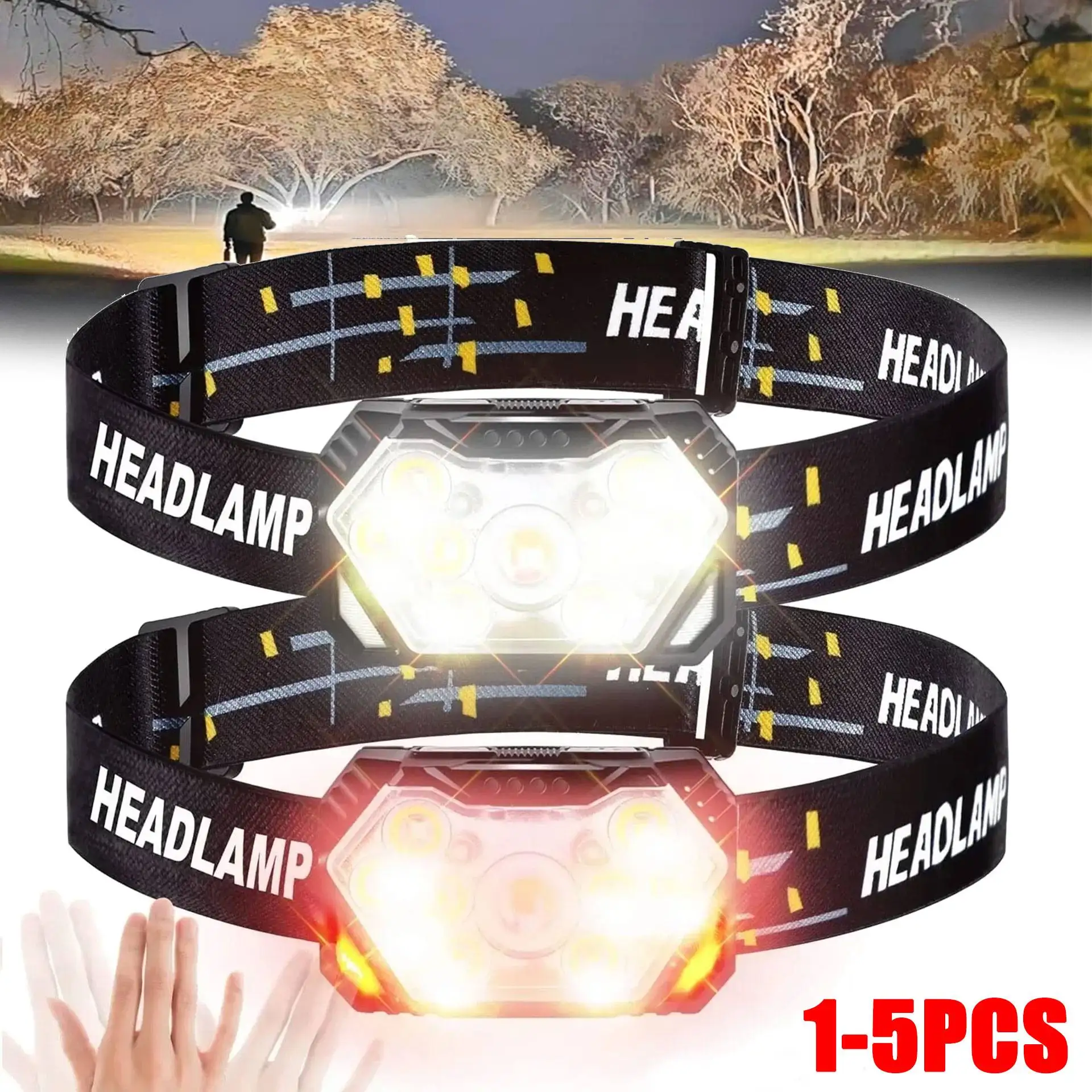 

9 Led Strong Light Headlamp USB Rechageable Motion Sensor Headlight Portable Fishing Camping Outdoor Head Lamp Work Flashlight