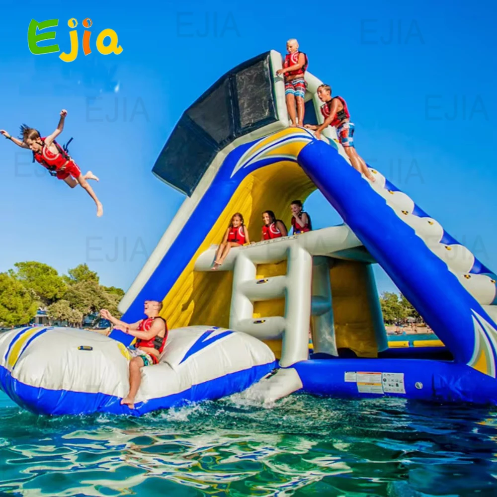 7m Large Sea/Lake Inflatable Floating Water Trampoline Park Triangle Water Slide For Adults &Kids  Climbing Slide Water Park