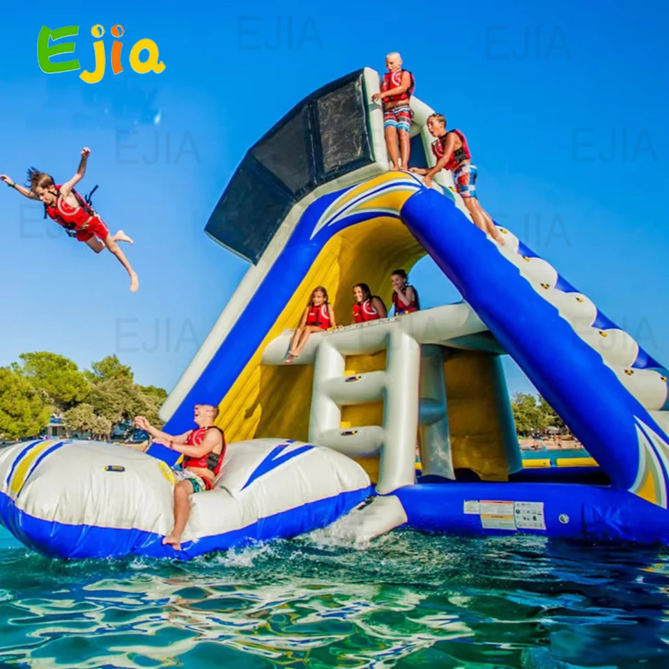 Trampolín Inflable De PVC Para Lago Y Piscina – Flotante Recreativo Con Escalera De 4 Escalones, Para Niños Y Adultos, Diversión Acuática Verano