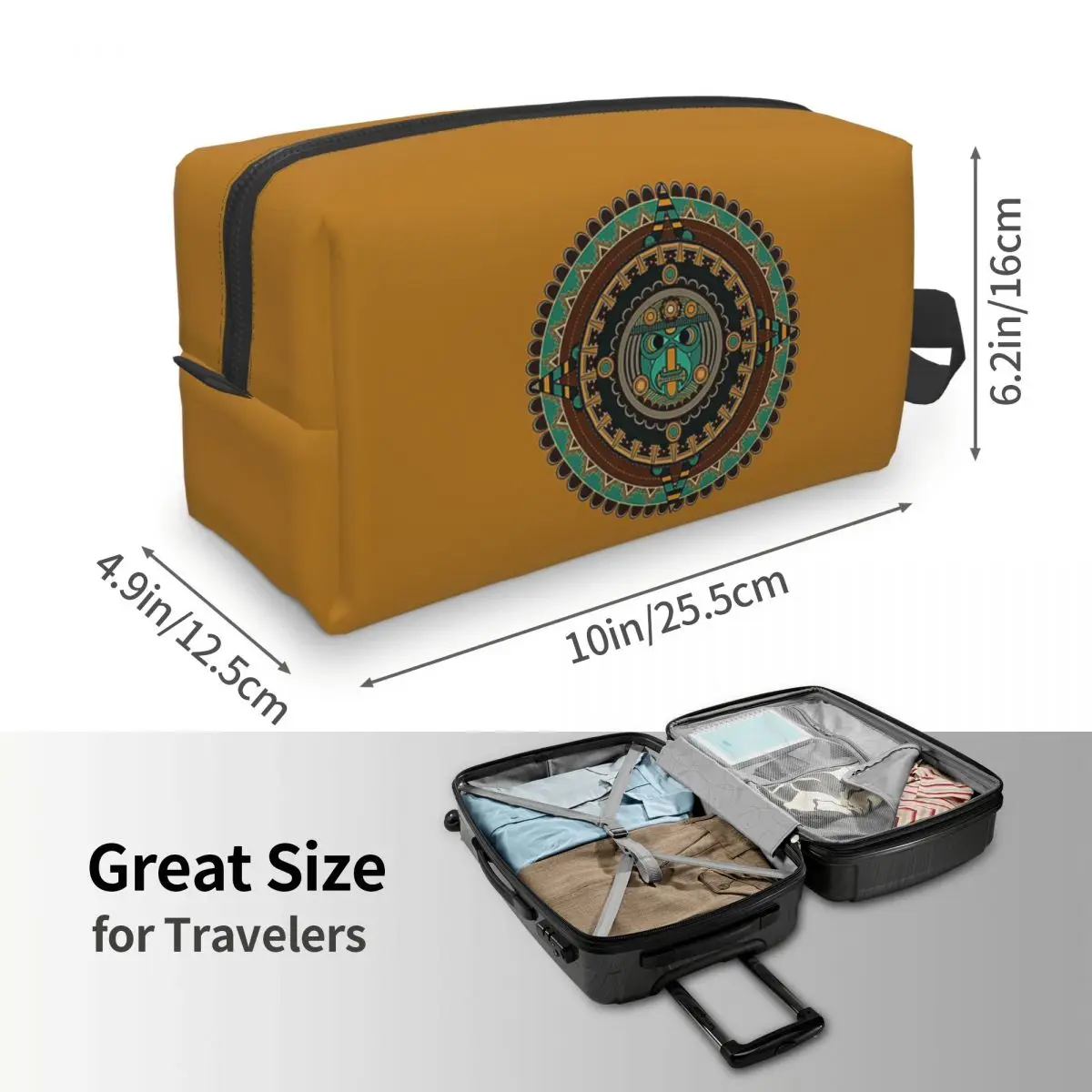 아즈텍 달력 메이크업 가방 화장품 주최자 보관 Dopp 키트 세면 용품 화장품 가방 여성용 뷰티 여행 연필 케이스