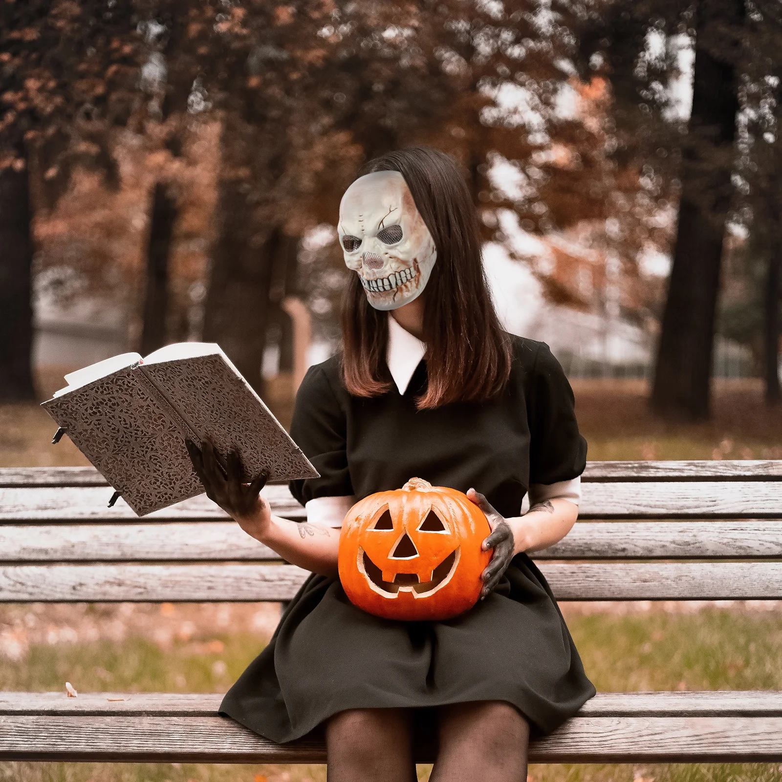 

1pc Skull Face Decoration Scary Mask Halloween Party Prop Plastic Cosplay Mask Masquerade Costume Accessory