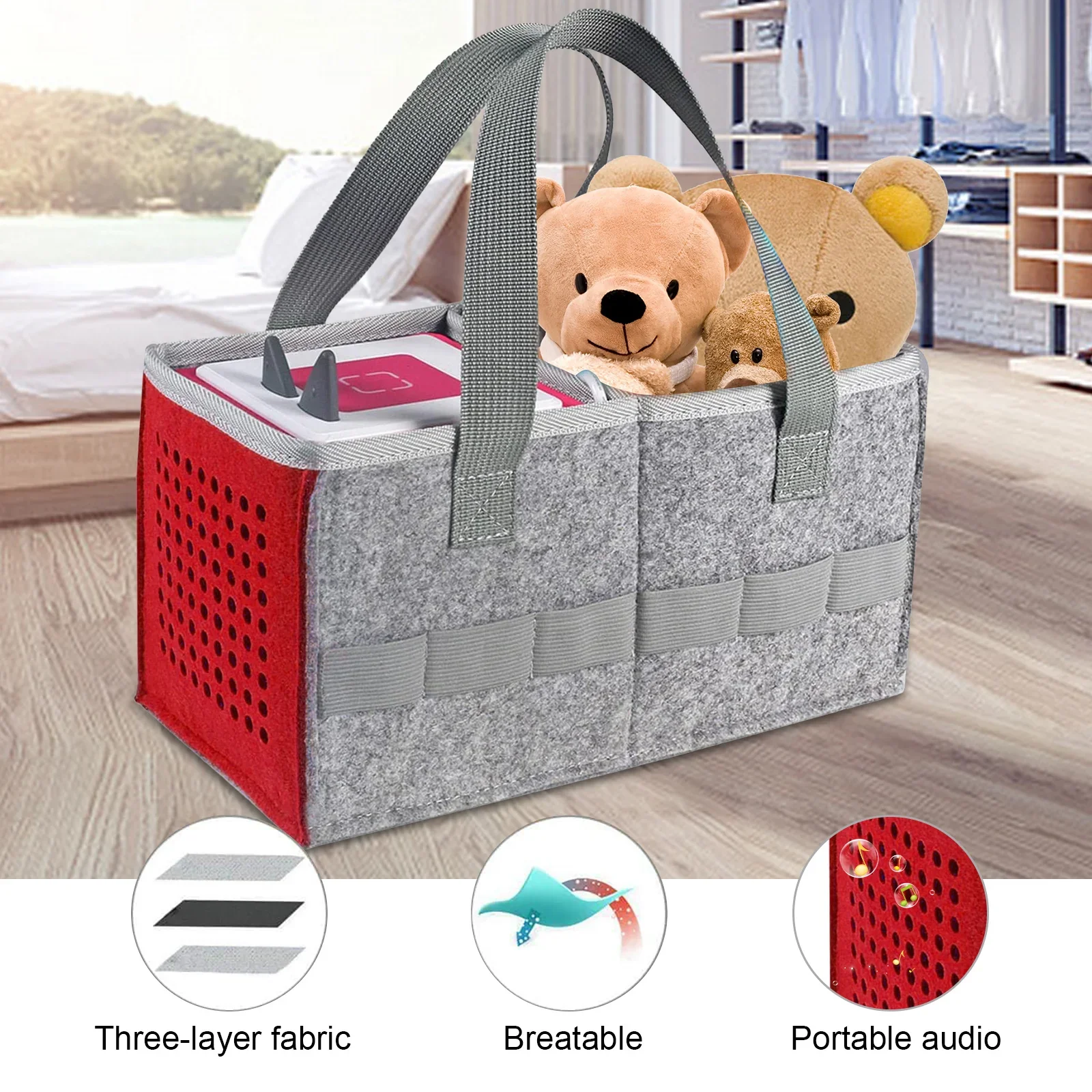 Dust-proof Outdoor Travel Felt Cloth Case Storage Bag Foldable Carrying Box For Tonies Toniebox Starter Set Speaker Portable