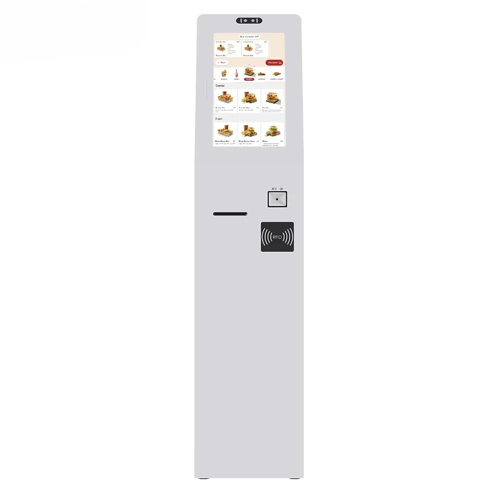 Bill Payment Printer Scanner SDK Function 21.5 Inch Self-Service Checkout Kiosk with Touch Screen Food Order Terminal