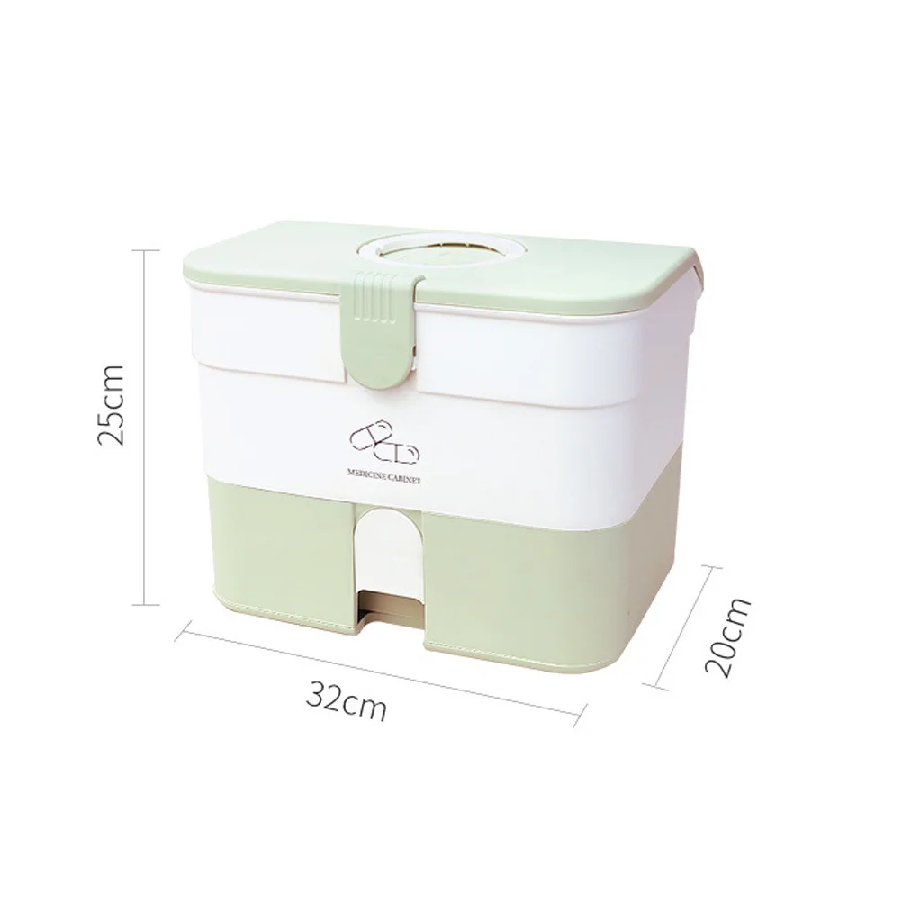 First Aid Box Large Capacity Medicine Organizer Portable Dual Handle Pp Material For Home Office Travel Multi-Purpose